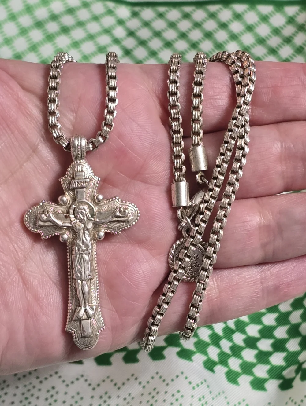 The Vatican Library Collection Silver Tone Crucifix Necklace - Religious Pendant